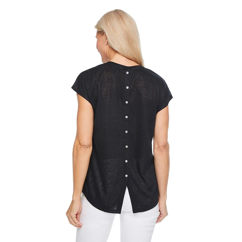 T-shirt avec boutons dans le dos Iyla pour femmes Tailles P-TTG