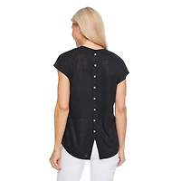 T-shirt avec boutons dans le dos Iyla pour femmes Tailles P-TTG