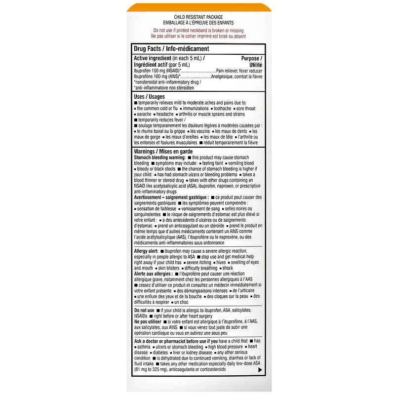 Suspension d'ibuprofène pour enfants Equate 240 ml, 100 mg/5 ml