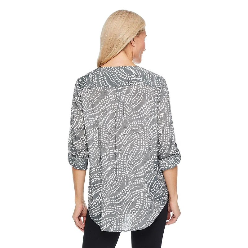 Iyla Women's Printed Roll-Cuff Top