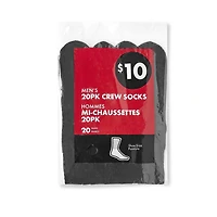 Men's Crew Socks, 20 Pairs, Sizes 7-11