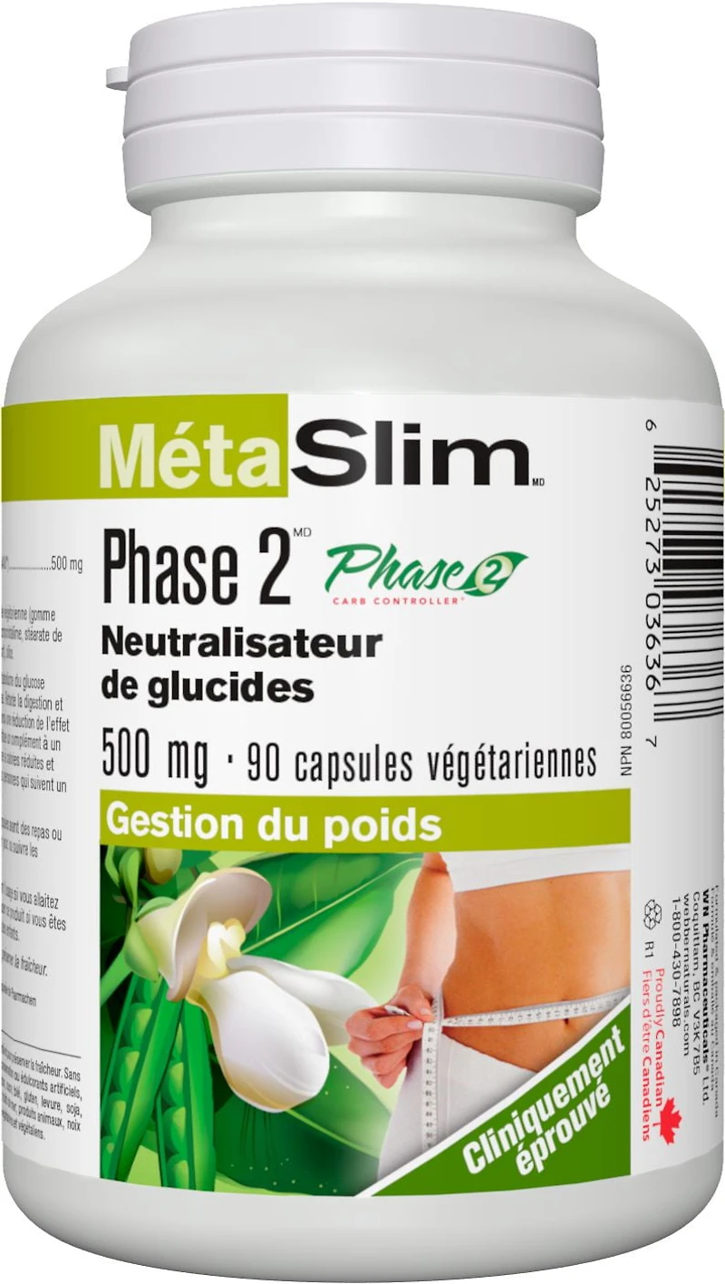 MetaSlim Phase 2, Neutralisateur de glucides, 500 mg