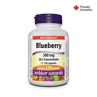 Webber Naturals® Blueberry 36:1 Concentrate, 500 mg, 90 + 30 Capsules, BONUS!