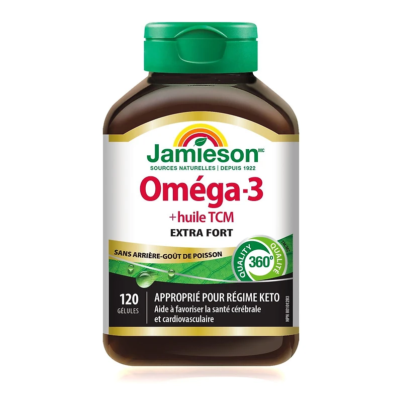 Jamieson Omega-3 Softgels with MCT Oil, 250 mg, 120 Count