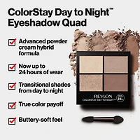 Revlon ColorStay Day to Night™ Long Lasting Matte and Shimmer Eyeshadow Quad, 24HR Wear, 0.16 oz