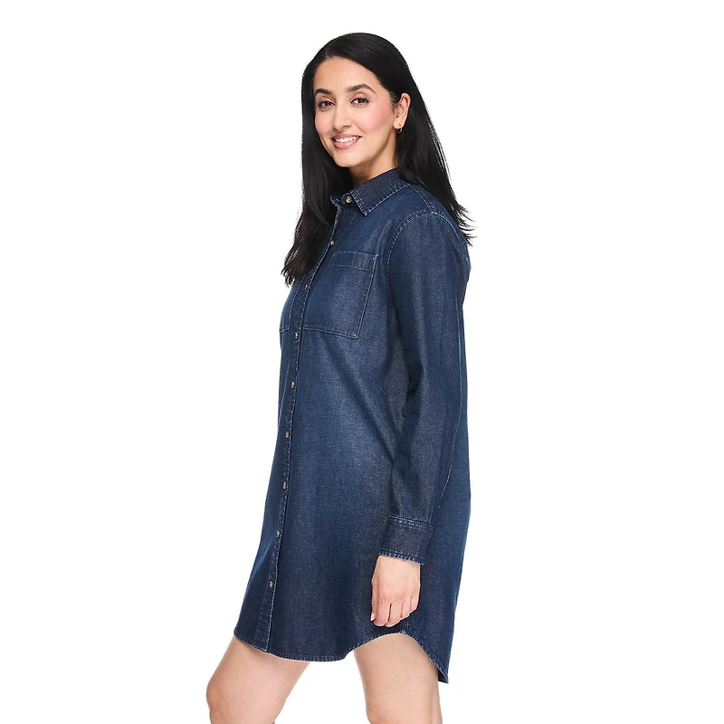 Iyla Women's Garment Washed Denim Shirt Dress
