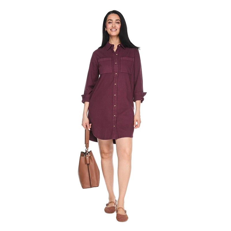 Iyla Women's Garment Washed Denim Shirt Dress