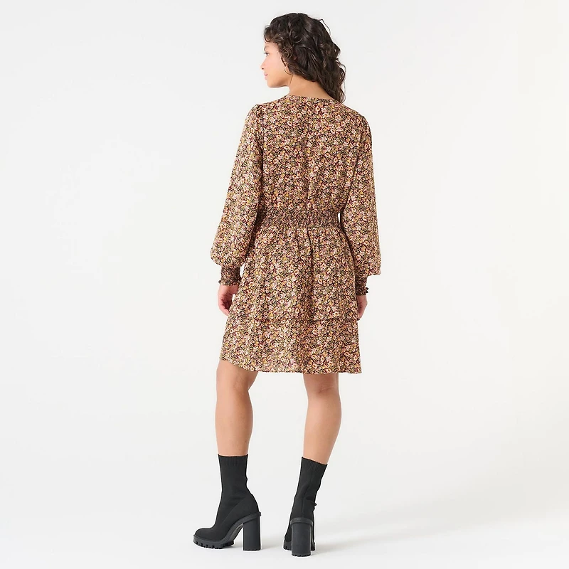 DEVOTED V-NECK TIERED MINI DRESS