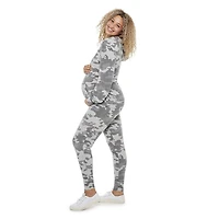 Paisley Sky Maternity Puff Sleeve Kangaroo Pocket Hoodie