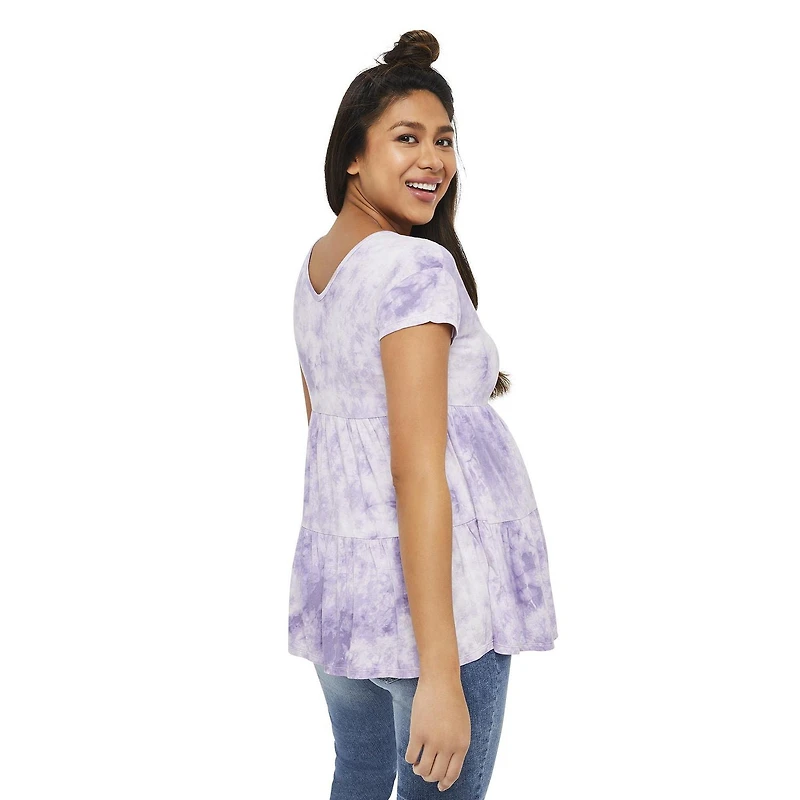 Paisley Sky Maternity Double V-Neckline Babydoll Tee