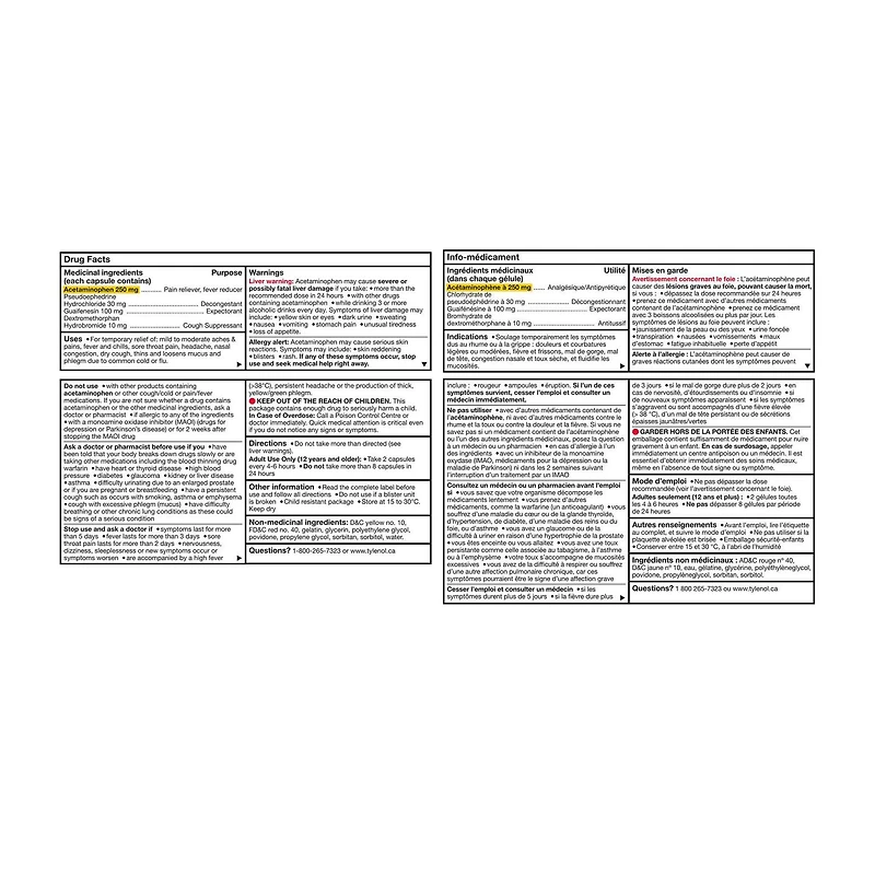 Tylenol Complete Cold, Cough & Flu plus Mucus Relief Liquid Gels, Daytime, Relieves Cough Cold & Flu symptoms