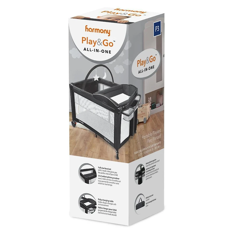 Harmony 0801006NTL Parc Play & Go All-in-One, Noir Changeur & organisateur deluxe