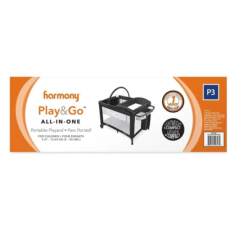 Harmony 0801006NTL Parc Play & Go All-in-One, Noir Changeur & organisateur deluxe