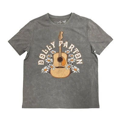 Dolly Parton Ladies Flower Guitar Short Sleeve T-Shirt