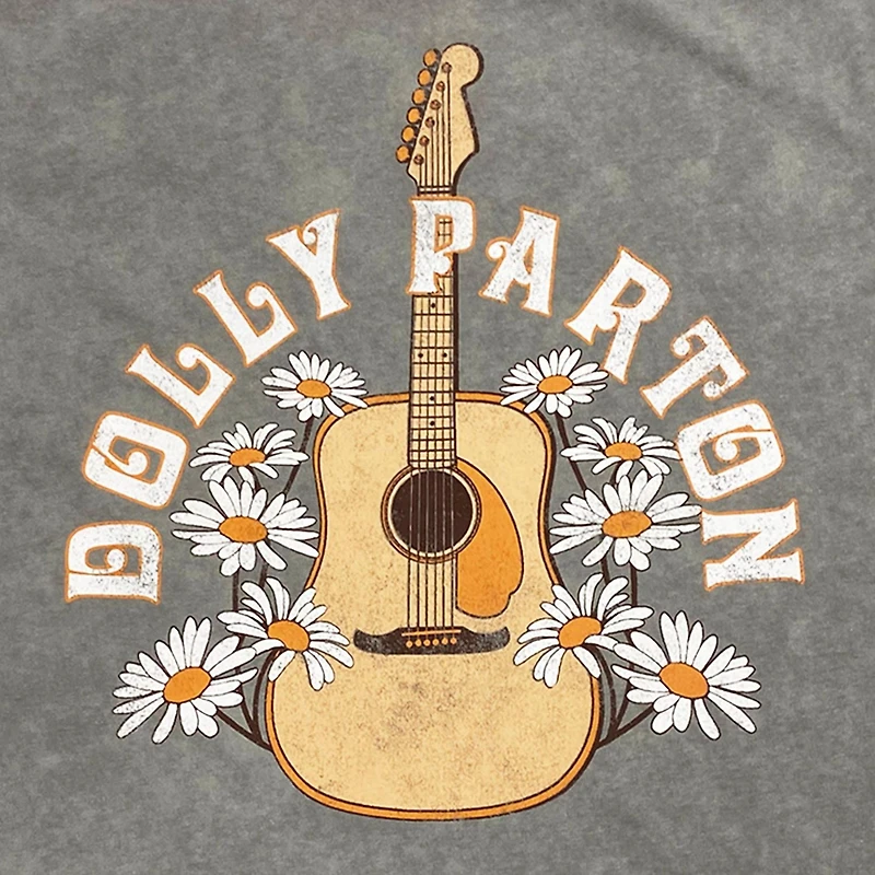 Dolly Parton Ladies Flower Guitar Short Sleeve T-Shirt