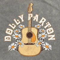 Dolly Parton Ladies Flower Guitar Short Sleeve T-Shirt