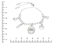 Quintessential Sterling Silver " Family Forever " Charm Bolo Bracelet