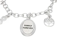 Quintessential Sterling Silver " Family Forever " Charm Bolo Bracelet