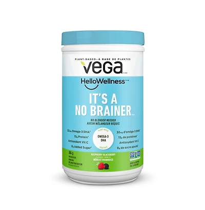 Vega Hello Wellness It's a No Brainer Poudre de protéine de framboise, petit pot (14 portions) 384 g