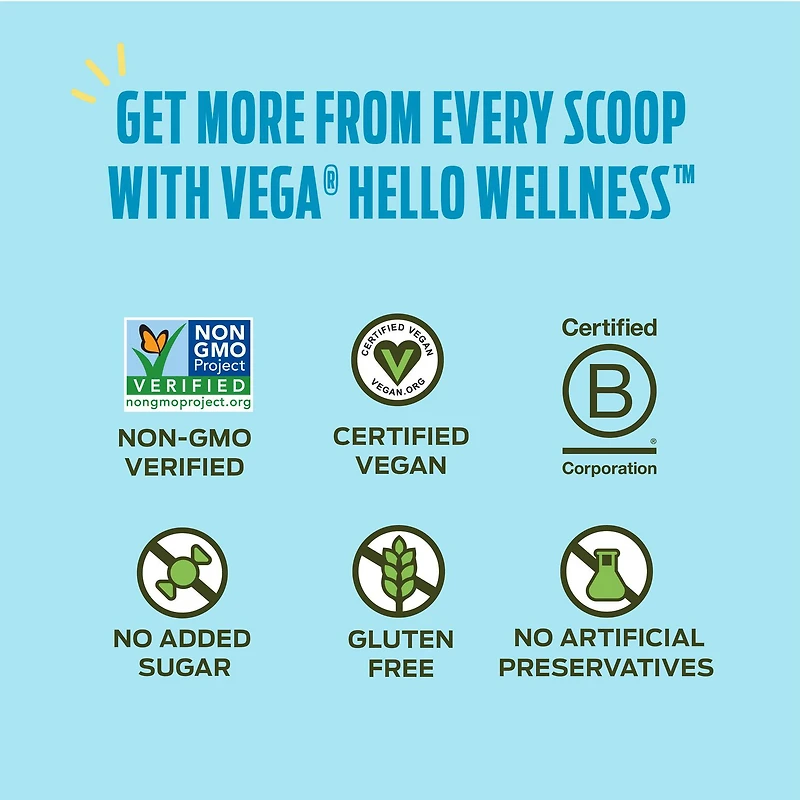 Vega Hello Wellness It's a No Brainer Poudre de protéine de framboise, petit pot (14 portions) 384 g
