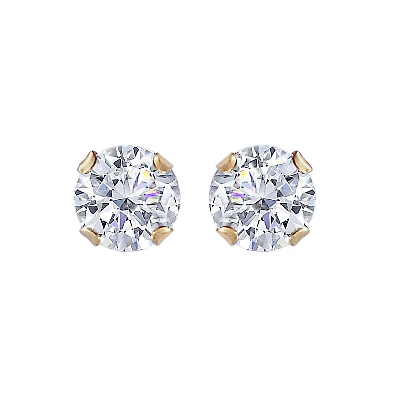 Luxury Designs 10K Yellow Gold 5mm Cubic Zirconia Stud Earring