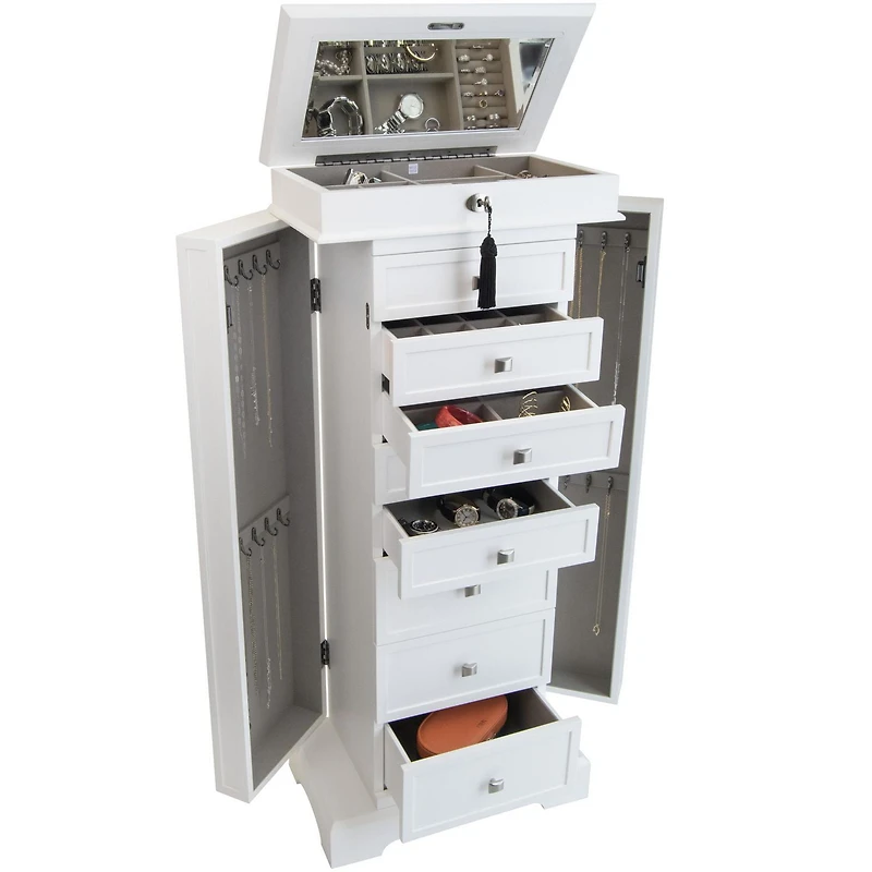 Mele and Co Olympia Jewelry Armoire in Whie
