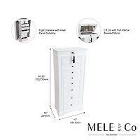 Mele and Co Olympia Jewelry Armoire in Whie