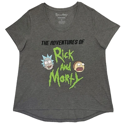 Plus ladies high low Rick and Morty graphic tee.