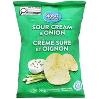 Great Value Sour Cream & Onion Flavoured Potato Chips, 56 g