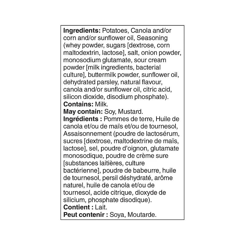 Great Value Sour Cream & Onion Flavoured Potato Chips, 56 g