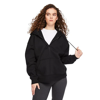 No Boundaries Women's Oversized Zip-Up Hoodie