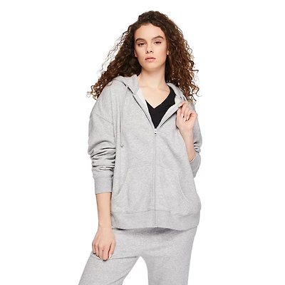 Haut à capuchon surdimensionné zippé sur la longueur No Boundaries pour femmes Tailles TP–TTG
