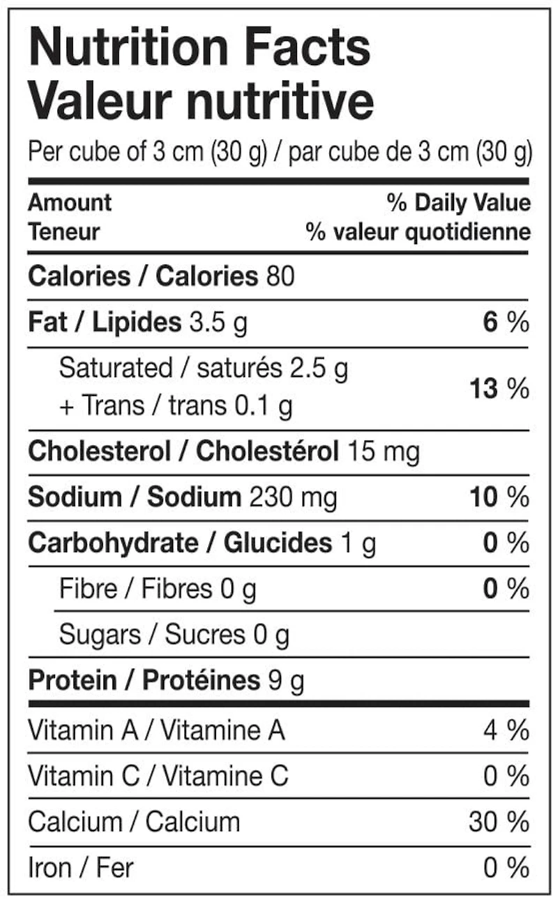 Fromage à pâte ferme affiné Classique Léger de Fromagerie Bergeron à 14 % M.G. 170g