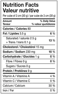 Fromage à pâte ferme affiné Classique Léger de Fromagerie Bergeron à 14 % M.G. 170g