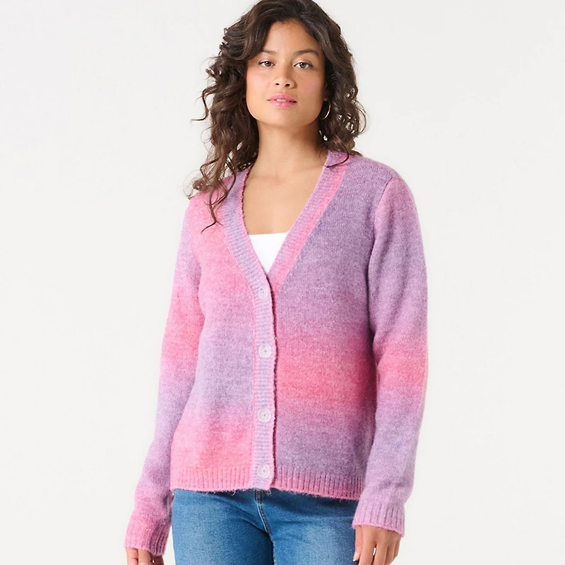 DV V-NECK SPACE-DYE CARDIGAN