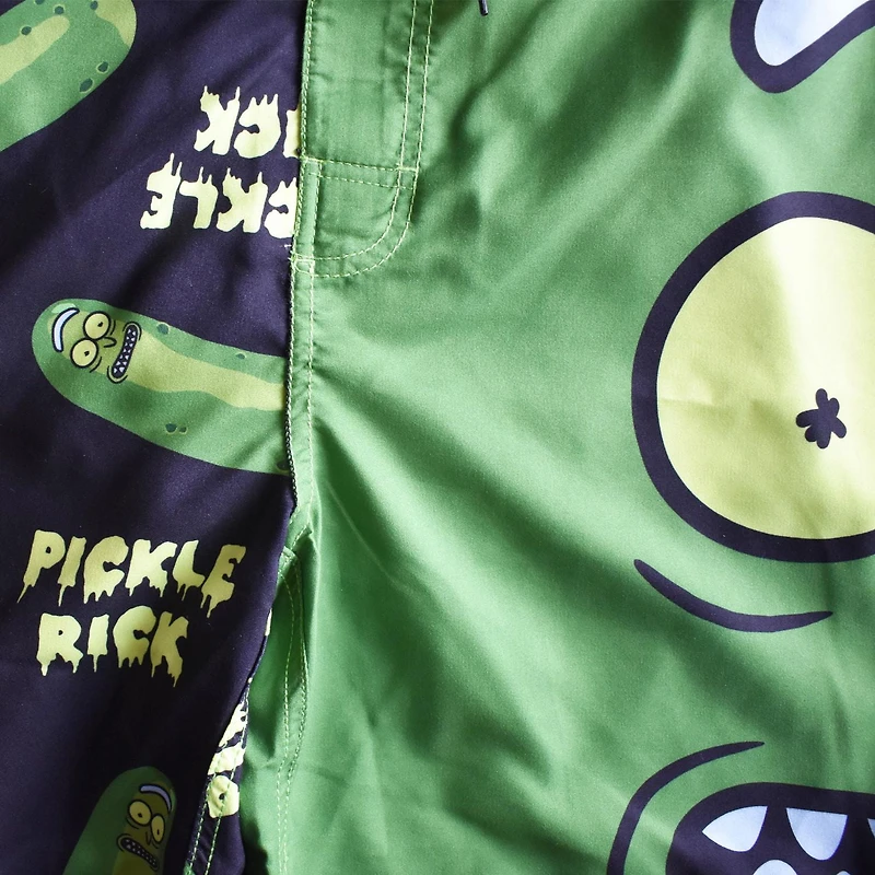 Mens Rick and Morty Pickle Swim Trunks