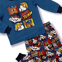 La Pat'Patrouille Ensemble pyjama pour tout-petit garçon. Cet ensemble de pyjama 2 pièces pour garçon comprend un haut à col rond à manches longues et un pantalon long avec une taille élastique et