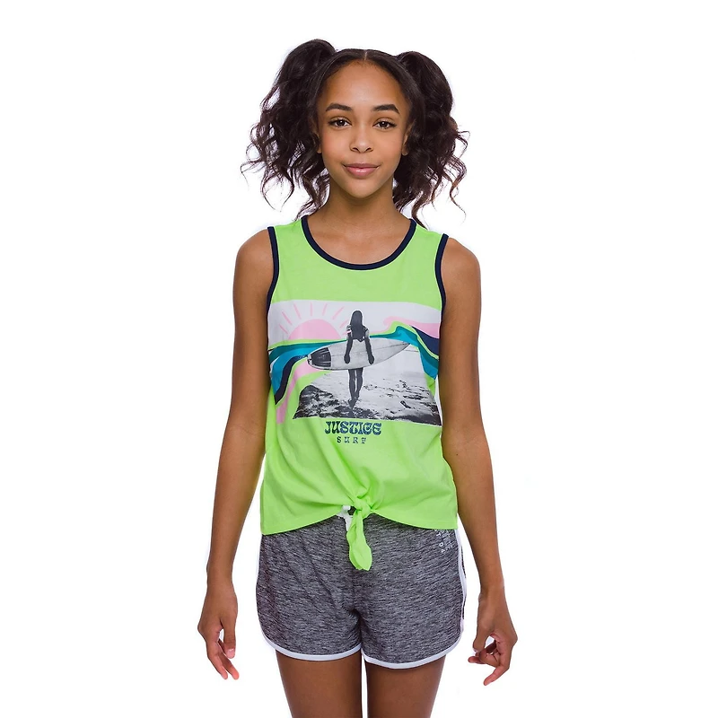 Girls Justice Surfboard Front Tie Tank Top