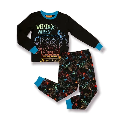 Sponge Bob Boy's 2-Piece Long Sleeve Pajama Set