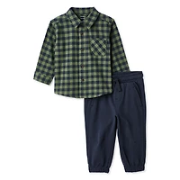 George Baby Boys' Two Piece Flannel Set