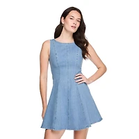 No Boundaries Women's Denim Fit & Flare Dress
