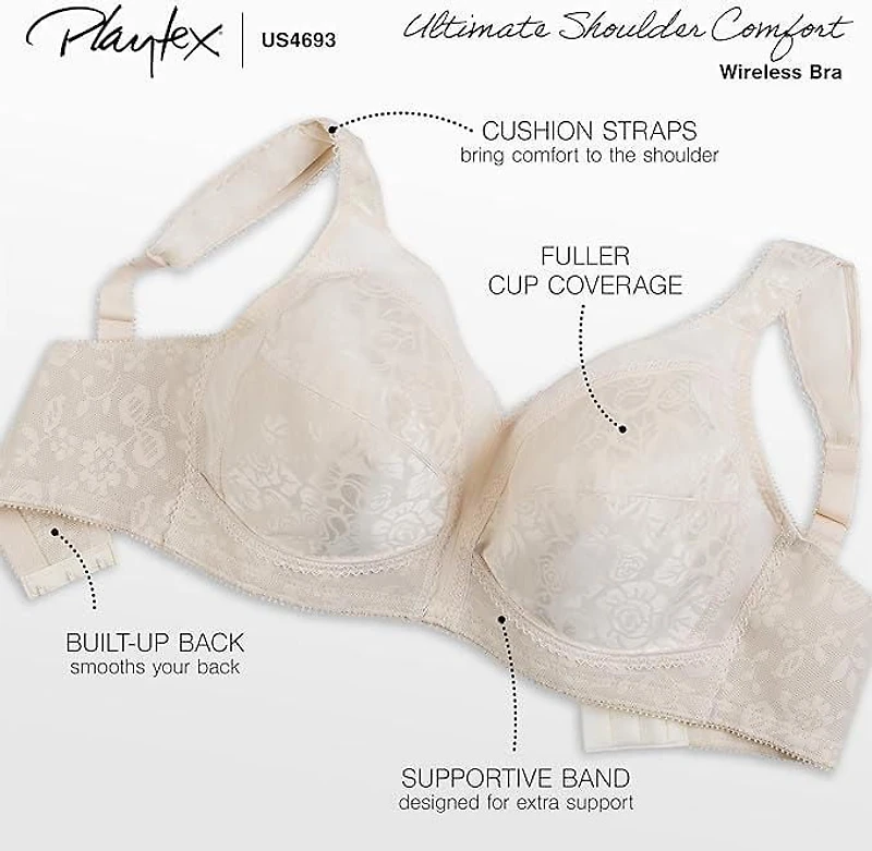 Playtex 18 Hour(R) Original Comfort Strap Wirefee Bra, Sizes 38B-42DDD