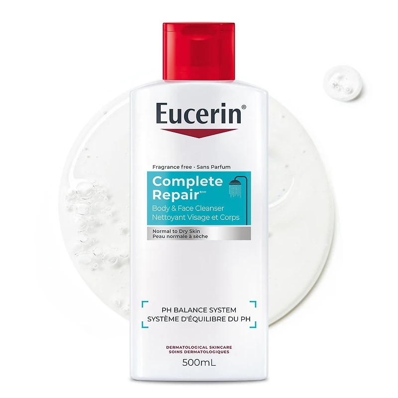 Nettoyant quotidien Eucerin COMPLETE REPAIR pour le visage et le corps, Sans Parfum
