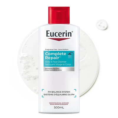 Nettoyant quotidien Eucerin COMPLETE REPAIR pour le visage et le corps, Sans Parfum