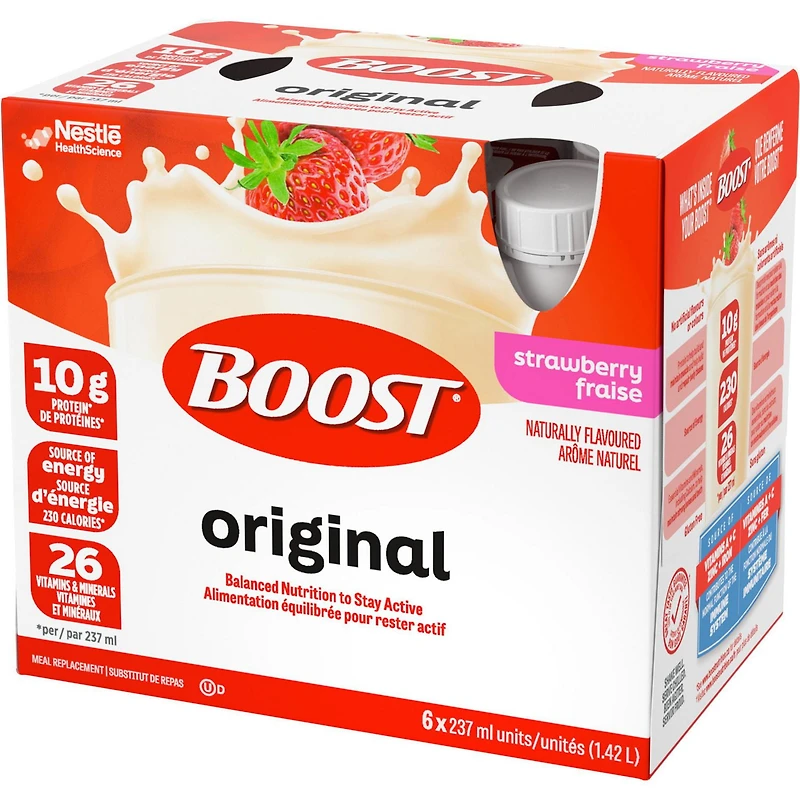 BOOST Original Meal Replacement Drink – Strawberry, 6 x 237 ml, 6 x 237 ML