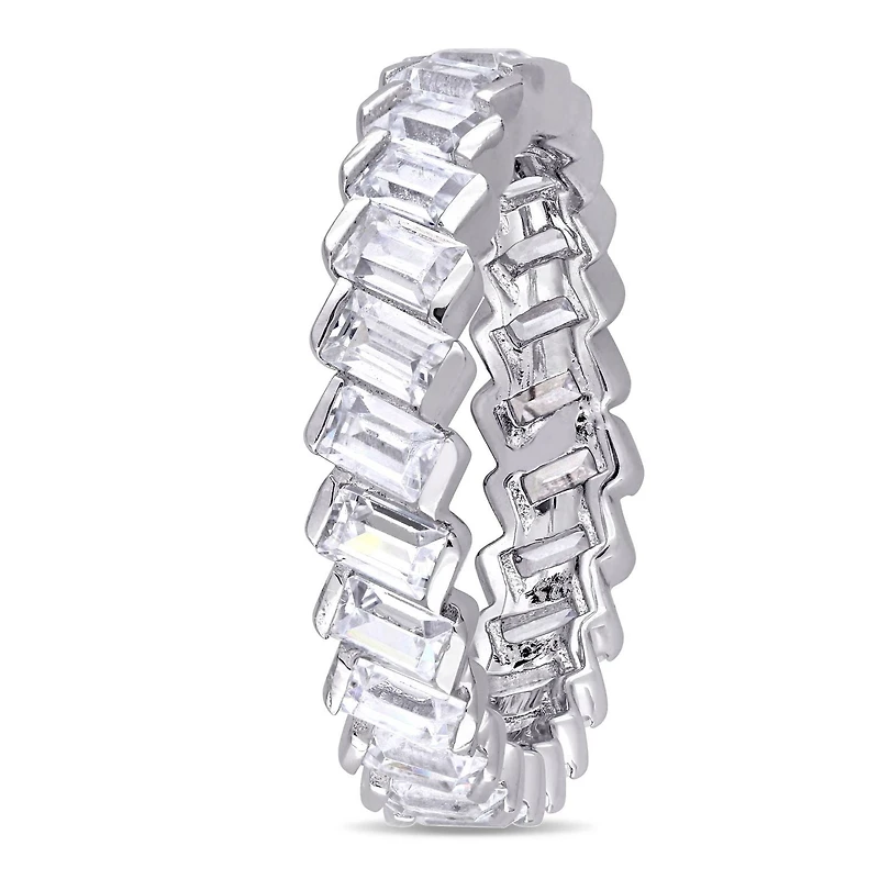 Bague d'anniversaire de style éternité Miabella avec zircons cubiques de coupe baguette 2,75 CT PBT en argent sterling