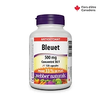 Webber Naturals® Blueberry 36:1 Concentrate, 500 mg, 90 + 30 Capsules, BONUS!