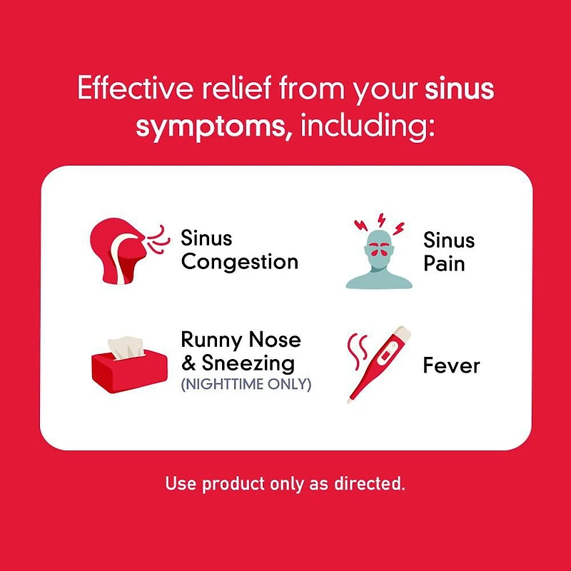 TYLENOL® Extra fort, Sinus, Duo pratique Jour-Nuit, soulage la congestion des sinus et autres symptômes sinusaux, 40 comprimés FaciliT 40 comprimés
