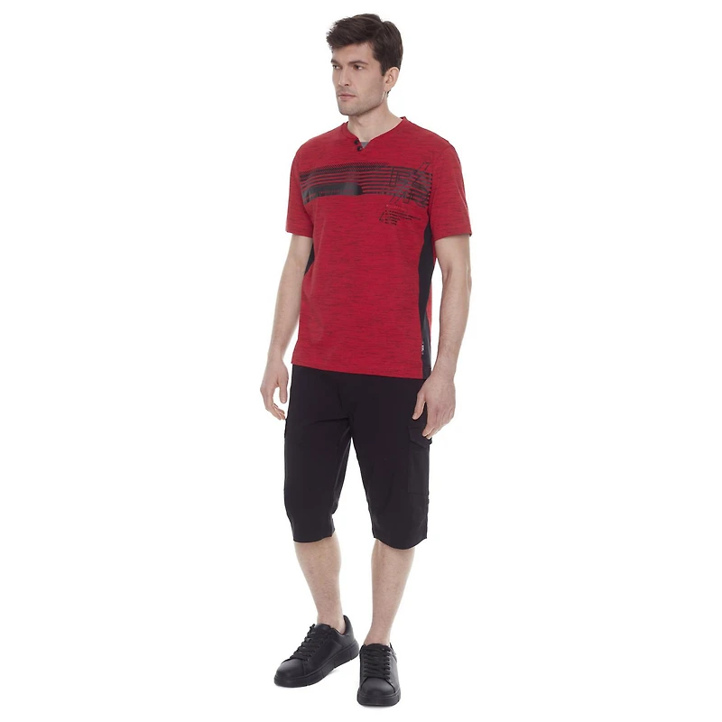 Tee-shirt Henley manches courtes Dark Black