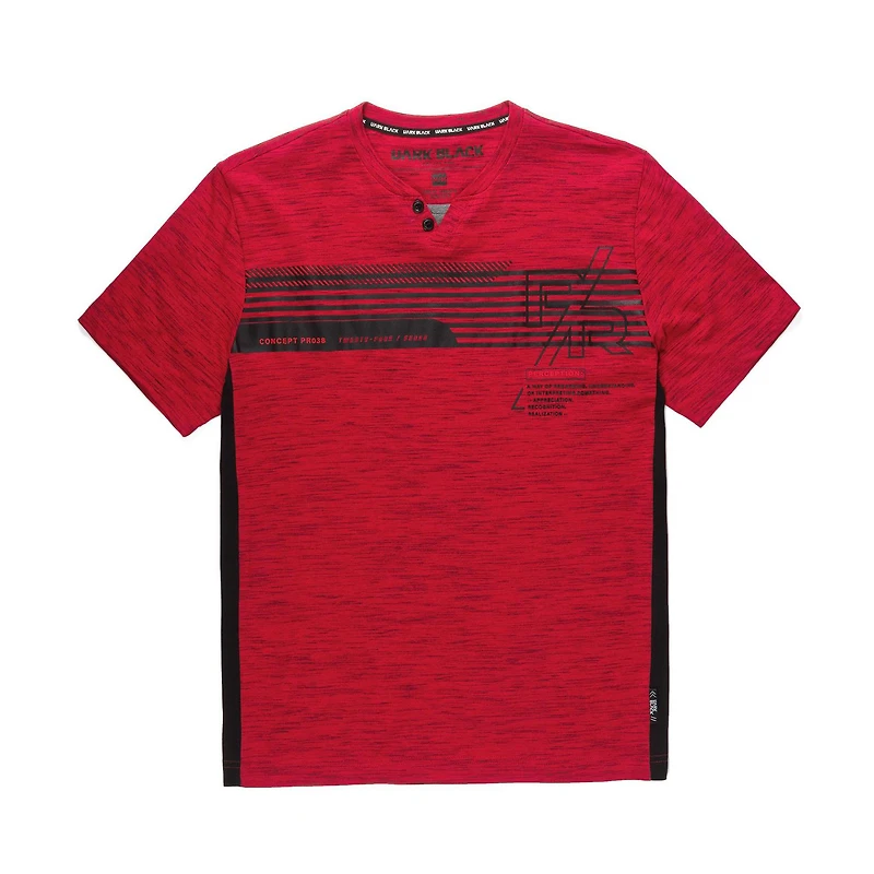 Tee-shirt Henley manches courtes Dark Black